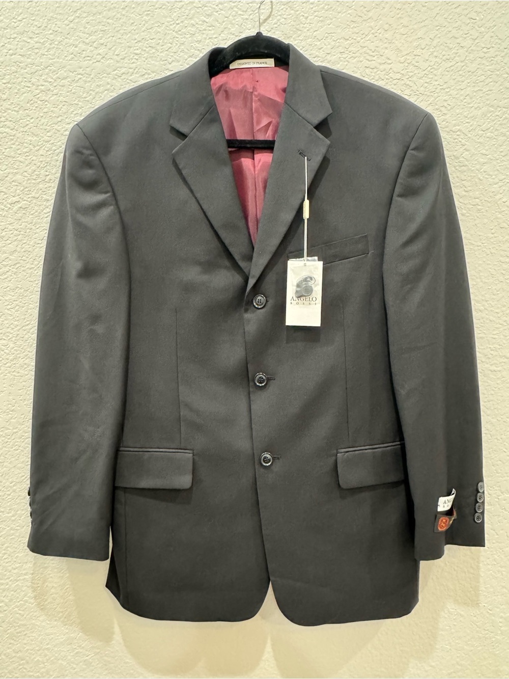 Angelo Rossi Black Sport Coat Blazer 40R Super 150s Microtech NWT 3 Button